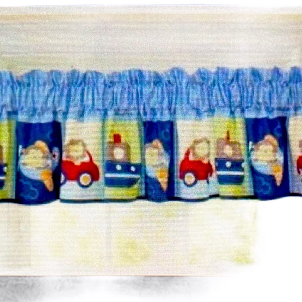 New Carter Child of mine boys nursery valance monkeys' airplanes boats cars